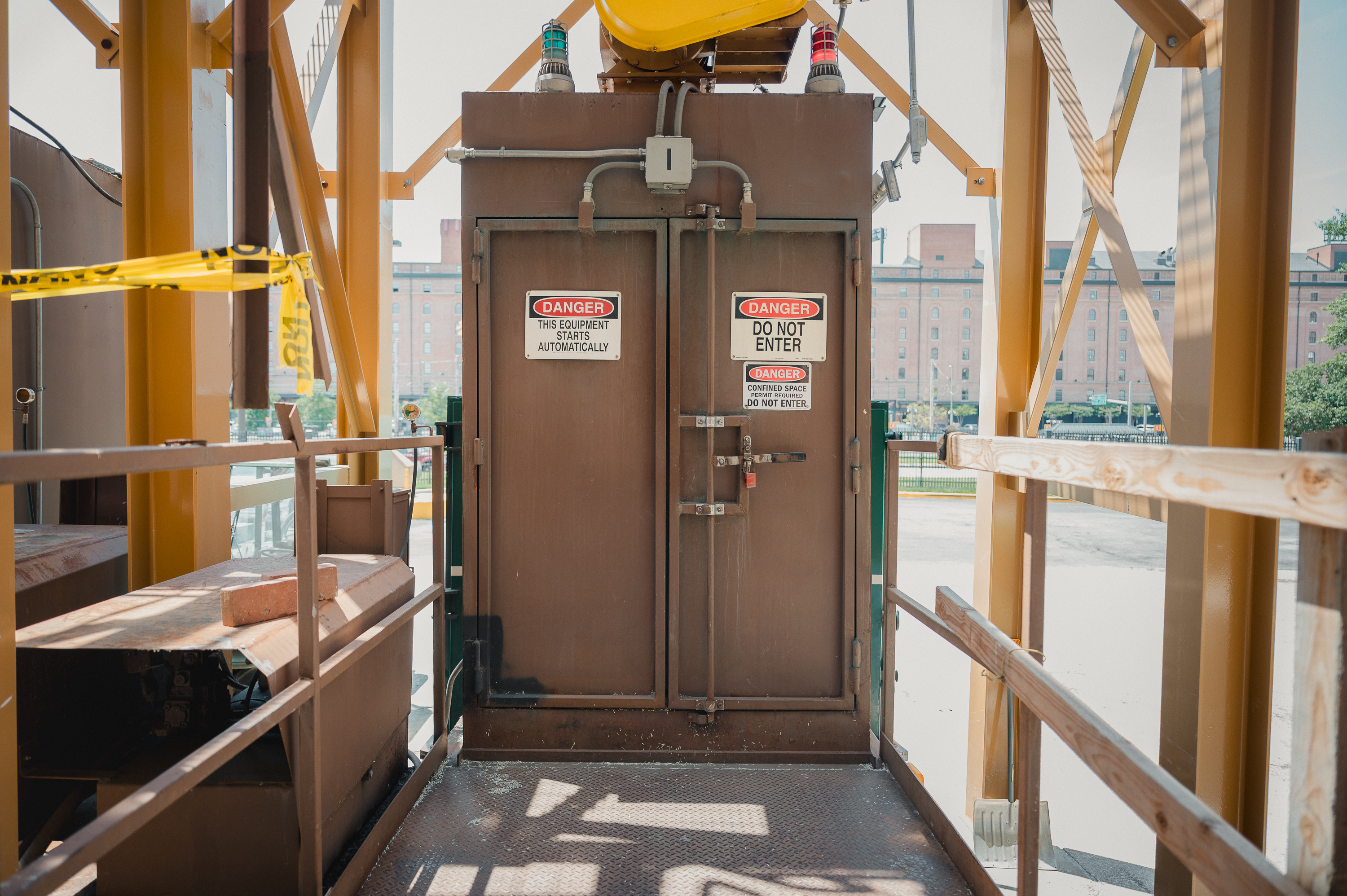 BALTIMORE, MD - JULY 12, 2023: The garbage container sits outside the Federal Reserve Bank of Richmond in Baltimore, MD. on Wednesday, July 12, 2023.(Photo by Hannah Yoon for The Washington Post)